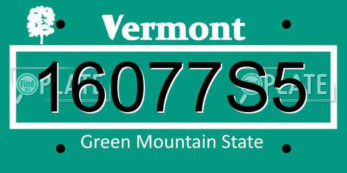 16077S5 Vermont License Plate
