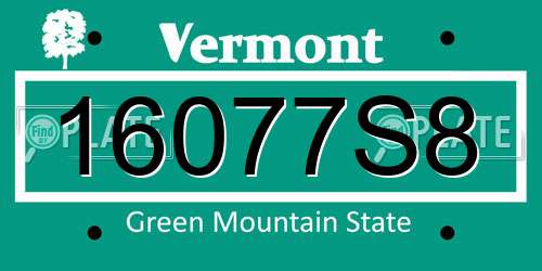 16077S8 Vermont License Plate