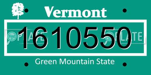 1610550 Vermont License Plate