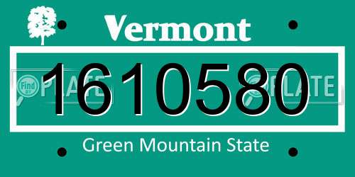1610580 Vermont License Plate