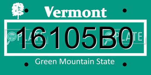 16105B0 Vermont License Plate