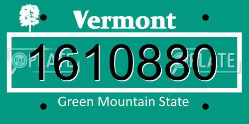 1610880 Vermont License Plate