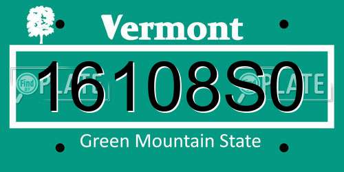 16108S0 Vermont License Plate
