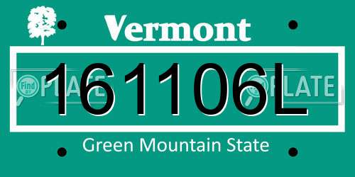 161106L Vermont License Plate