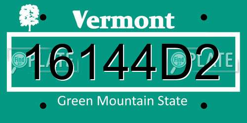 16144D2 Vermont License Plate