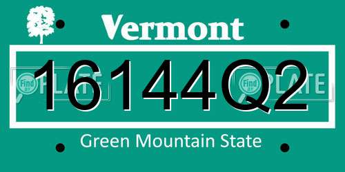 16144Q2 Vermont License Plate