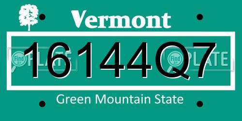16144Q7 Vermont License Plate
