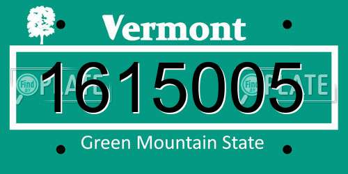 1615005 Vermont License Plate