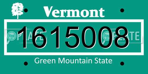 1615008 Vermont License Plate