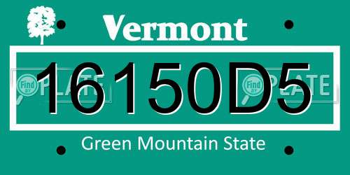 16150D5 Vermont License Plate