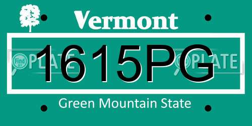1615PG Vermont License Plate