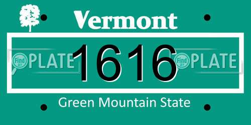 1616 Vermont License Plate