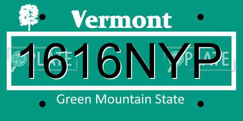 1616NYP Vermont License Plate