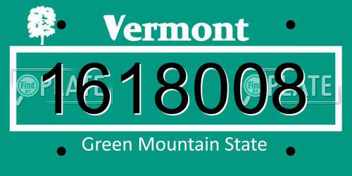 1618008 Vermont License Plate