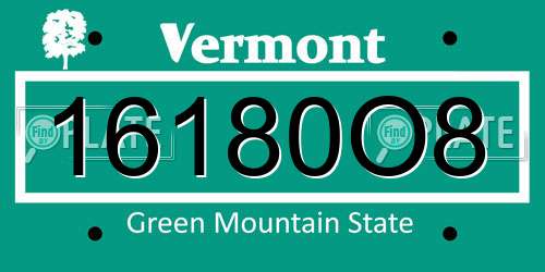 16180O8 Vermont License Plate