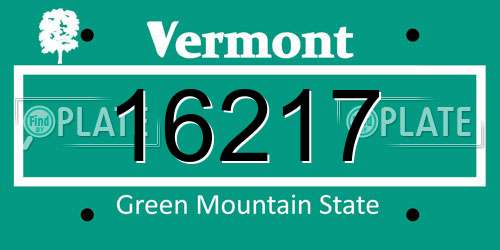 16217 Vermont License Plate