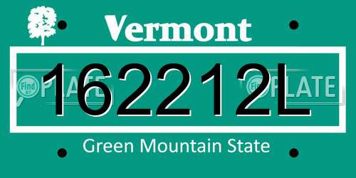 162212L Vermont License Plate