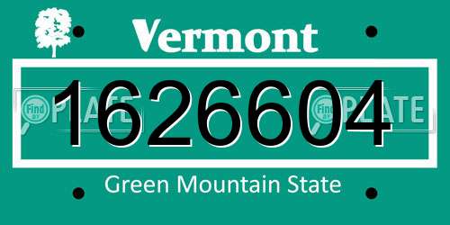 1626604 Vermont License Plate