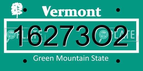 16273O2 Vermont License Plate