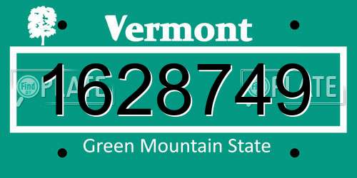 1628749 Vermont License Plate