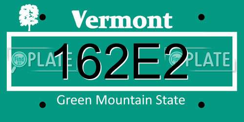 162E2 Vermont License Plate