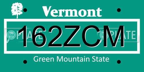 162ZCM Vermont License Plate