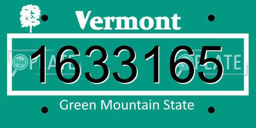1633165 Vermont License Plate