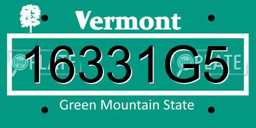 16331G5 Vermont License Plate