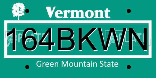 164BKWN Vermont License Plate