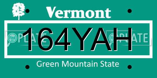 164YAH Vermont License Plate