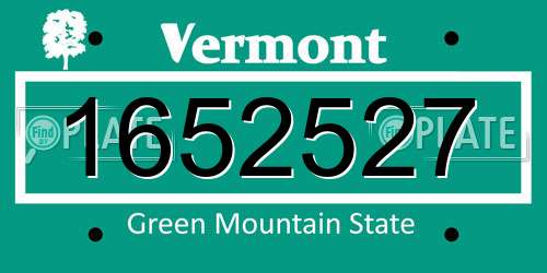 1652527 Vermont License Plate