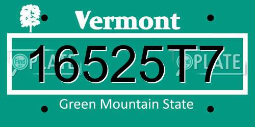 16525T7 Vermont License Plate