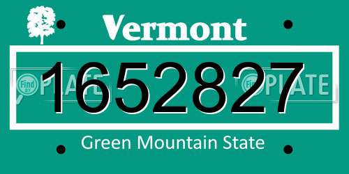 1652827 Vermont License Plate