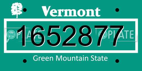 1652877 Vermont License Plate