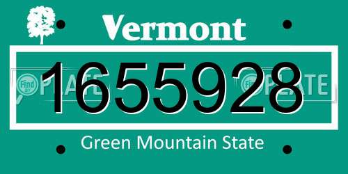 1655928 Vermont License Plate