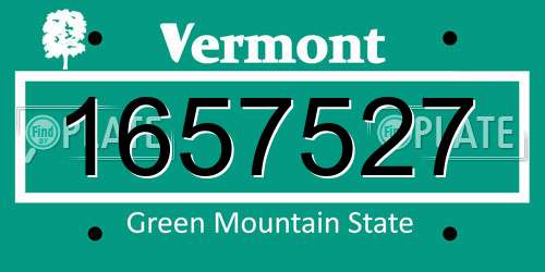 1657527 Vermont License Plate