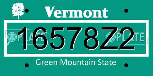 16578Z2 Vermont License Plate