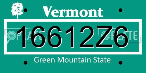 16612Z6 Vermont License Plate