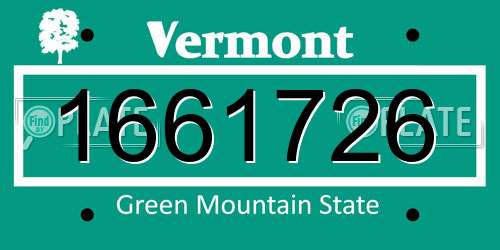 1661726 Vermont License Plate
