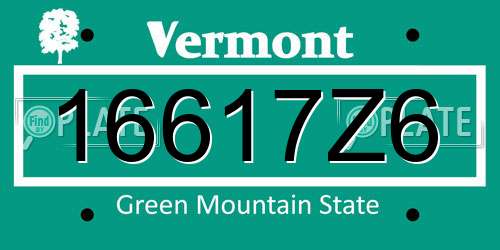 16617Z6 Vermont License Plate