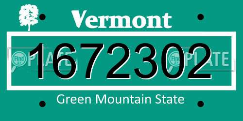 1672302 Vermont License Plate