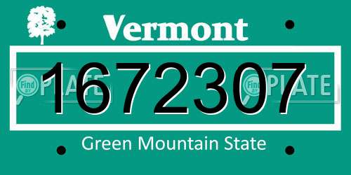 1672307 Vermont License Plate