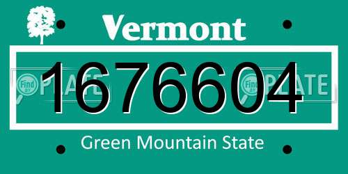 1676604 Vermont License Plate