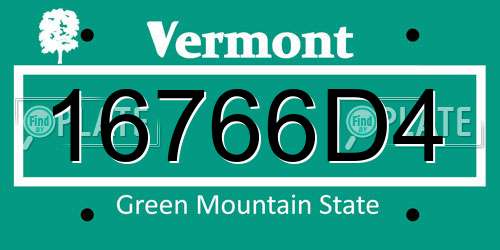 16766D4 Vermont License Plate