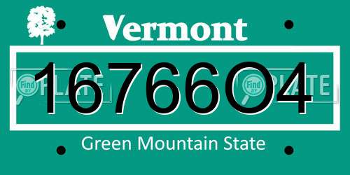 16766O4 Vermont License Plate
