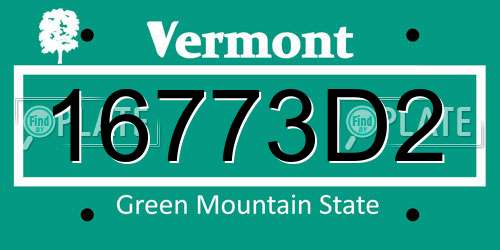 16773D2 Vermont License Plate