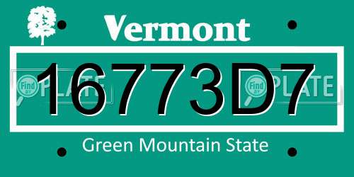 16773D7 Vermont License Plate