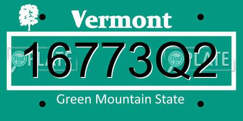 16773Q2 Vermont License Plate