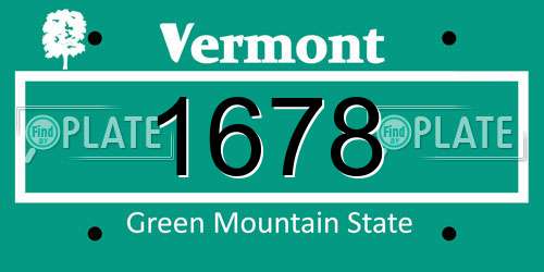 1678 Vermont License Plate