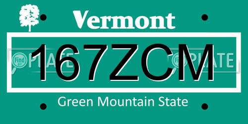167ZCM Vermont License Plate